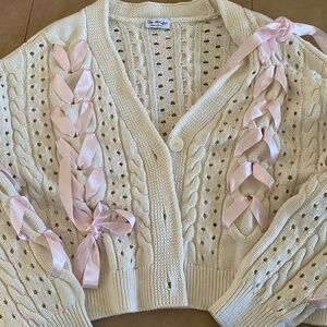 NWOT MISS SELFRIDGE BOW CABLE KNIT CARDIGAN